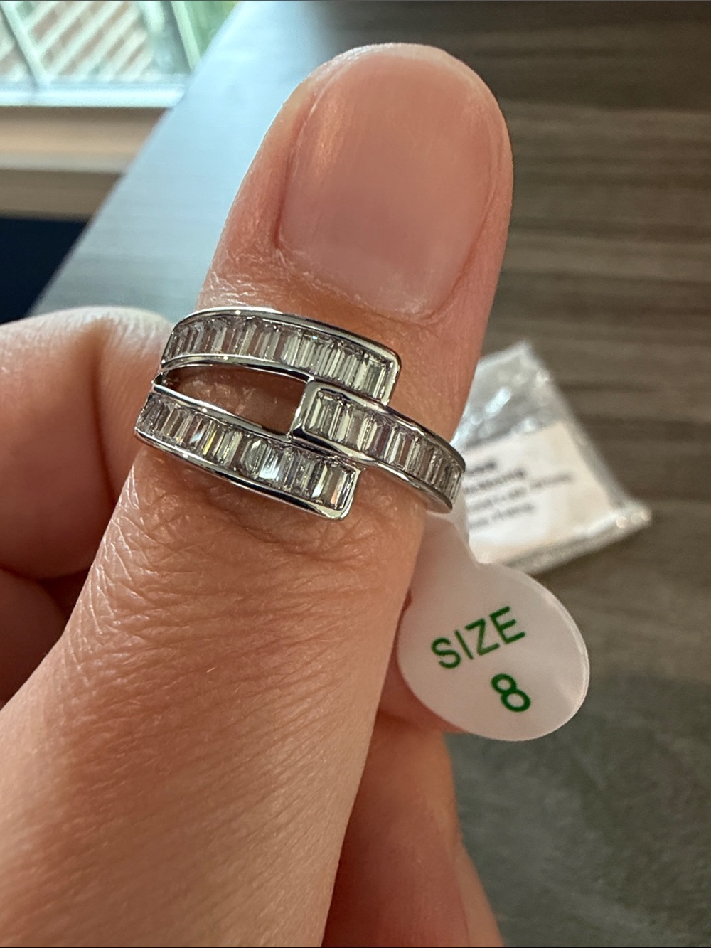 Size 8 CZ on Rhodium Ring - Picture 4 of 4
